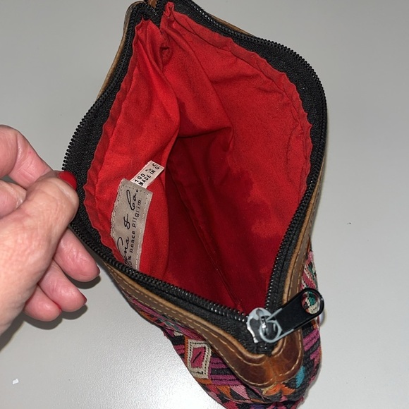 Nena & Co. smaller zip up cotton bag with leather trim - Picture 6 of 7